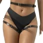 Preview: Person in schwarzem Bikini mit Lederriemen und Bauchnabelpiercing.