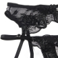 Preview: SUBBLIME - 3-TEILIGES SET BH + STRING + STRUMPFBAND BLUMENPRINT SCHWARZ S/M