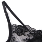 Preview: SUBBLIME - 3-TEILIGES SET BH + STRING + STRUMPFBAND BLUMENPRINT SCHWARZ S/M