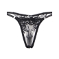 Preview: SUBBLIME - 3-TEILIGES SET BH + STRING + STRUMPFBAND BLUMENPRINT SCHWARZ S/M
