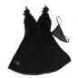 Preview: Babydoll Tulle Fabric with Lace and Floral Detail Black L/XL – Subblime