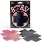 Preview: Packaging of nipple covers with two pairs in black and pink, easy to peel off and stick on.