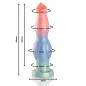 Preview: Bunter Dildo mit Maßen: Länge 250mm, Durchmesser 40-70mm, Basis 80mm.