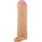 Preview: Silikon-Dildo in Hautfarbe mit rosa Spitze und strukturierten Adern, aufrecht stehend.