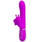 Preview: Lila Vibrator mit Schmetterlingsaufsatz und silbernem Detail am Griff.