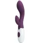 Preview: Lila Vibrator mit weißem Griff und zwei Knöpfen, ergonomisch geformt.