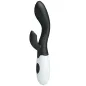 Preview: Black and white vibrator with two arms and control buttons.
