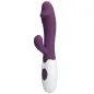 Preview: Purple vibrator with white handle and two buttons, ergonomically shaped with additional stimulation arm.