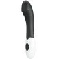 Preview: Black and white vibrator with a curved design and two buttons on the handle.