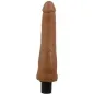 Preview: Brauner Dildo mit realistischen Details und schwarzem Sockel, aufrecht stehend.