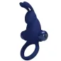 Preview: Blue, rabbit-shaped silicone ring with two rounded ends and a ring handle.