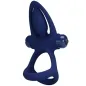 Preview: Blue silicone ring with two handles and a textured, oval attachment in the middle.