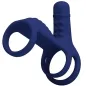 Preview: Blue silicone vibration ring with two loops and textured attachment.