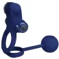 Preview: Blaues Silikon-Sextoy mit zwei Ringen und einer Kugel, strukturiertem Bereich und einem hervorstehenden Teil.