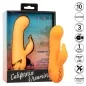 Preview: Orangefarbener Vibrator mit Verpackung, 10 Funktionen, USB-aufladbar, aus Silikon, mit Reiseverriegelung.