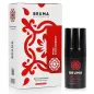 Preview: Bruma Stimulating Gel, Erdbeerduft, 15 ml, weiße Verpackung mit rotem Muster und schwarzer Flasche.