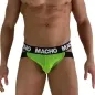 Preview: Mann in grüner Unterwäsche mit schwarzem Bund, Aufschrift "MACHO".