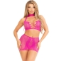 Preview: Offenes Spitzentop Und -rock In Fuchsia | Leg Avenue
