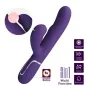 Preview: Lila Vibrator mit zwei Armen, mehreren Funktionen, wasserdicht, aus Silikon, mit 7 Modi und Burst Climax Button.
