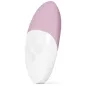 Preview: Pink and white egg-shaped hand vibrator with three buttons on the front.