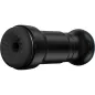 Preview: Black cylindrical device with a textured end and smooth surface, lying on its side.