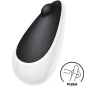 Preview: Schwarz-weißer Vibrator mit abgerundeter Spitze, daneben ein Symbol mit "PUSH"-Anweisung.