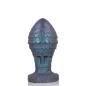 Preview: Blue-purple decorative object in the shape of a pine cone with a scale pattern on a white background.