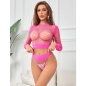 Preview: SUBBLIME - 952204 2-TEILIGER LANGRMELIGER NETZ-BODYSTOCKING ROSA EINE GRÖSSE