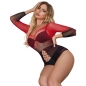 Preview: SUBBLIME - 952259 ROTER UND SCHWARZER BODYSTOCKING MIT LANGEN RMELN UND ELASTISCHEM NETZVERLAUF EINE GRÖSSE