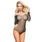 Preview: Shiny Mesh Bodystocking with Off-the-Shoulder Long Sleeves, Black – Subblime