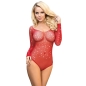 Preview: SUBBLIME - 952303 SHINY GRILL BODYSTOCKING MIT OFFENEN SCHULTERN LANGE RMEL ROT EINE GRÖSSE