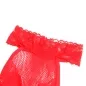 Preview: Bodystocking Aus Netz + Spitze Mit Hohem Kragen Ouvert Rot – Subblime