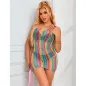 Preview: Rainbow Off Shoulder Rmelloser Netz Bodystocking – Subblime