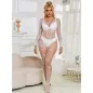 Preview: Mesh Bodystocking With Diamonds Long Sleeve White – Sublime