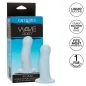 Preview: Verpackung und Produkt eines blauen Silikon-Dildos mit Saugnapf, Markenname "Wave Rider".