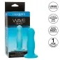 Preview: Blue silicone dildo with wave texture, packaging shows "Wave Rider" by CalExotics, with suction cup and 1 year warranty.