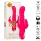 Preview: Pink vibrator toy next to packaging with features: 7 modes, 3 speeds, waterproof, USB rechargeable.