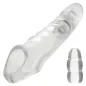 Preview: Transparent, ribbed silicone finger-shaped attachment, with a smaller view next to it.