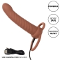 Preview: CALEXOTICS - MAXX RIBBED DUAL PENETRATOR 10 VIBRATIONEN BRAUN - Produkt mit Ladekabel