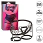 Preview: Verpackung und Produkt eines Plus-Size-Beinhalters mit Ketten, veganem Leder, verstellbar, 1 Jahr Garantie.