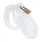 Preview: Transparent chastity cage with padlock, made of plastic, with ventilation holes.