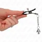 Preview: Silver nipple clamps with bell pendant 6cm – Kink