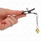 Preview: Golden nipple clamps with bell pendant 6cm – Kink