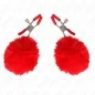 Preview: Faux fur ball nipple clamp red 6cm – Kink