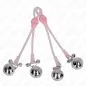 Preview: Leuchtende Totenkopf-Nippelklammern Mit Glöckchen Rosa / Silber – Kink