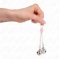 Preview: Leuchtende Totenkopf-Nippelklammern Mit Glöckchen Rosa / Silber – Kink