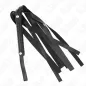 Preview: Black leather whip with multiple straps and a handle, on a white background.
