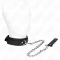 Preview: Black collar with silver chain and handle on a white background.