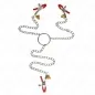 Preview: Metal chain with three red clips and small bells, connected by a ring.