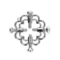 Preview: Metallic, cross-shaped piece of jewelry with screws and curved elements on a white background.